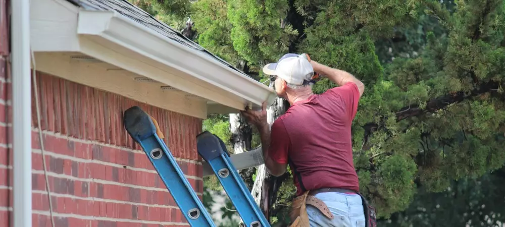 Damaged gutter repair work